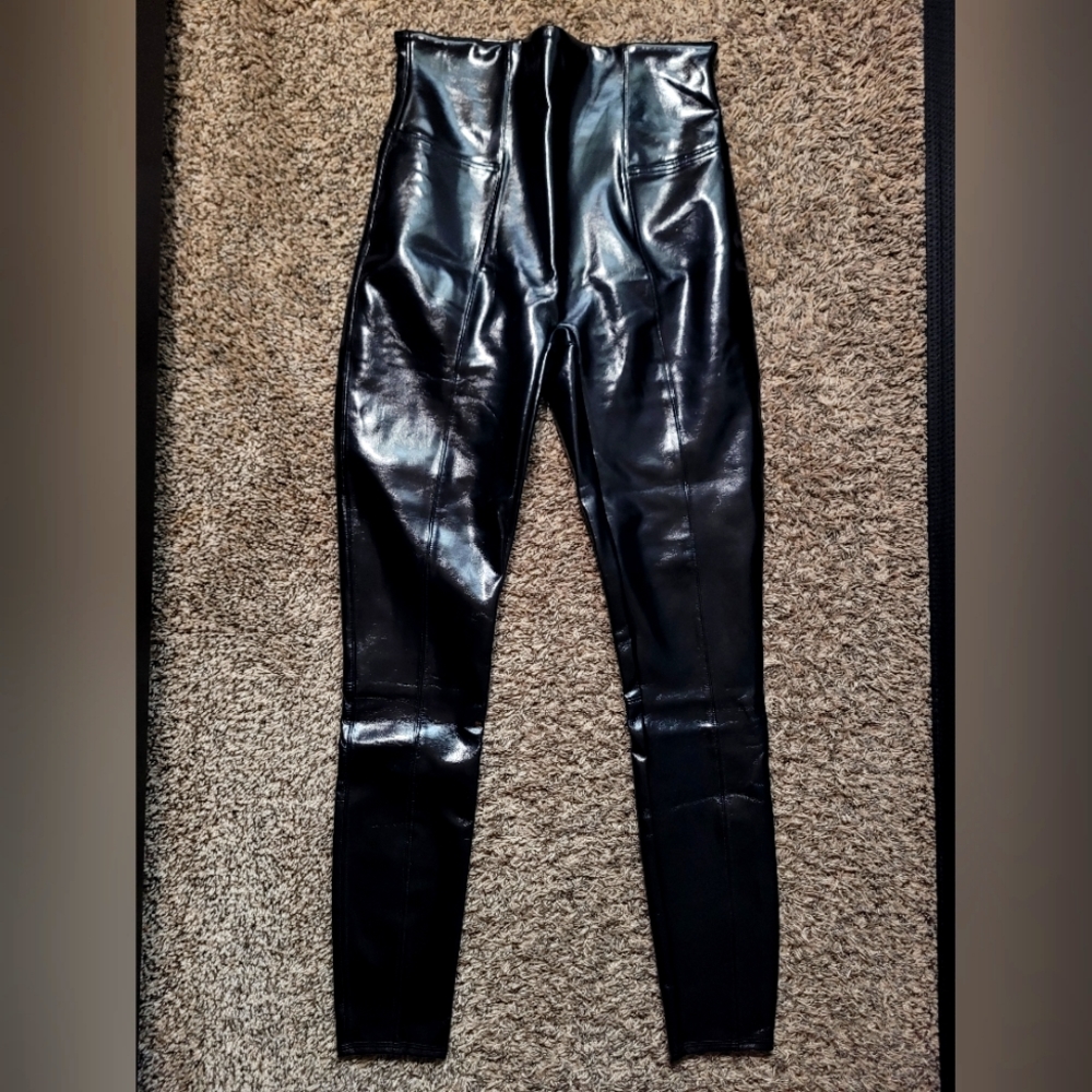 spanx large faux patent leather leggings